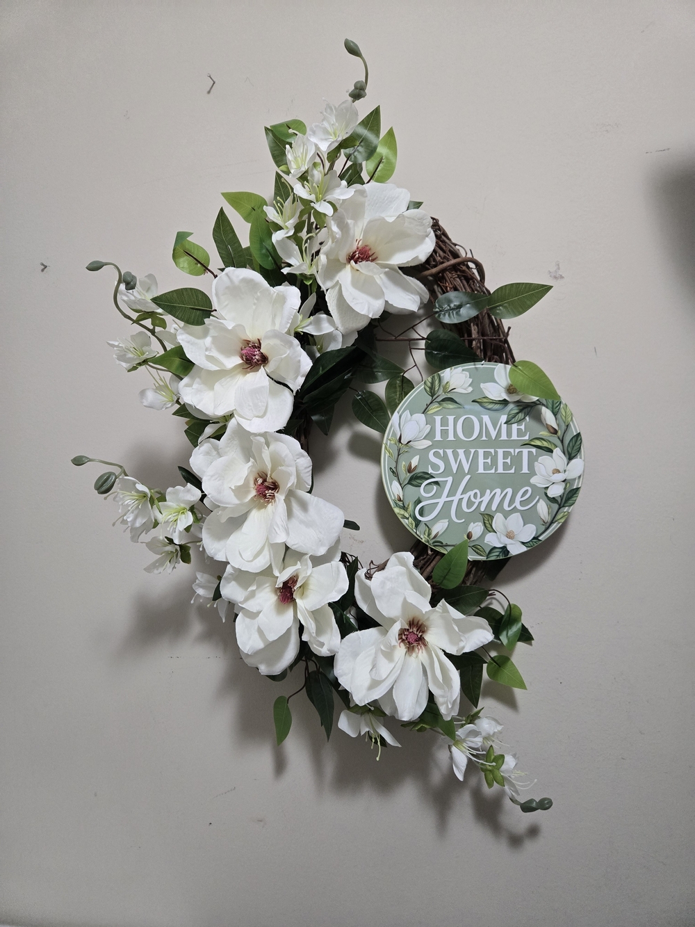 White Magnolia Home Sweet Home Wreath